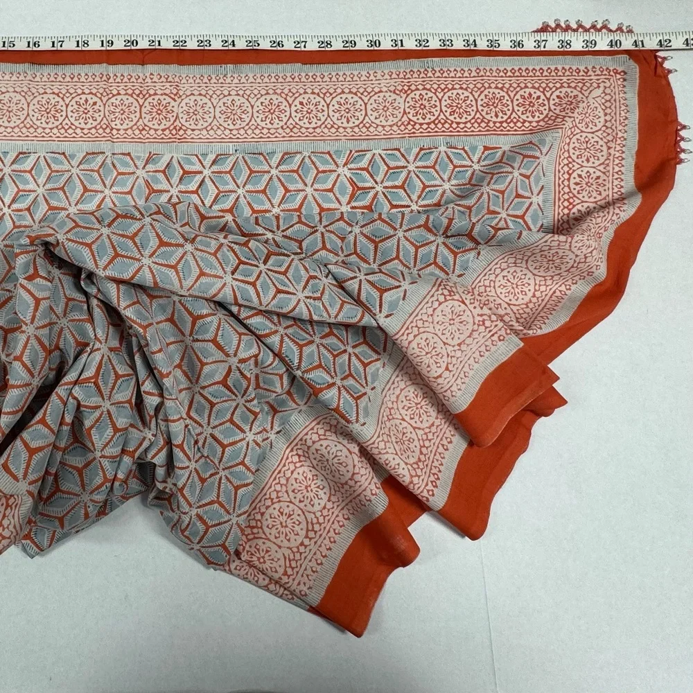 Bold Orange/Red Geometric Prints Patterns Scarf or Sarong - 73